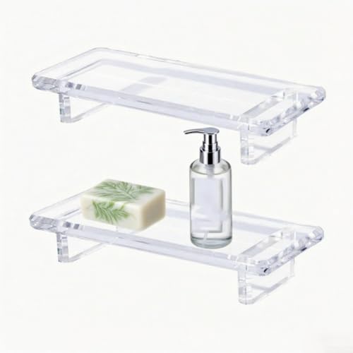 Acryl-Waschtisch-Tablett, Badezimmer-Tabletts für Theke, Spülseifenhalter für Küchenspüle, transparentes Waschtisch-Tablett für Badezimmer und Küche, Dekoration (2 Stück) von Homefurnishmall
