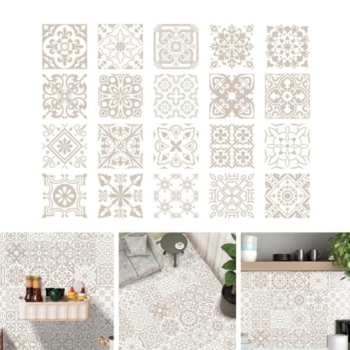 Fliesenaufkleber für Küche Badezimmer Backsplash PVC wasserdicht ölbeständig DIY selbstklebende Aufkleber auf Fliesen Wandaufkleber Heimdekoration 20 Stück (15 cm × 15 cm) von Homefurnishmall