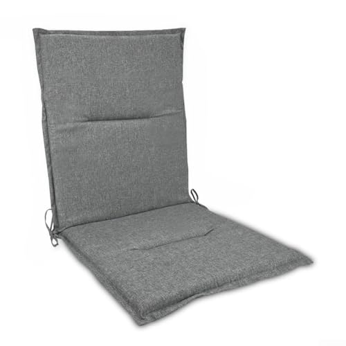 Gartenstuhlkissen mit Rückenlehne, 112 x 50 cm, Outdoor-Sitzkissen mit Rückenlehne und Bändern, Gartensitzpolster mit Rückenlehne für Innen- und Außenbereich, Schaukelstühle (halbgrau) von Homefurnishmall