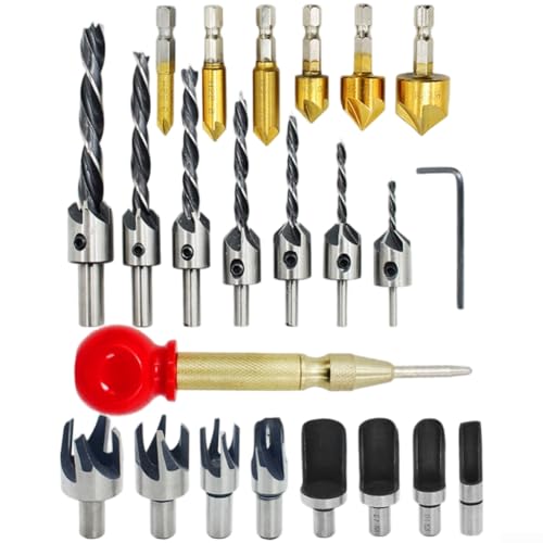 Hochgeschwindigkeitsstahl 4241 Titanbeschichteter Sechskantschaft Stufenbohrer-Set, 3 mm - 32 mm mit Senker und Holzstopper, Locher-Set für Holz, Aluminium, PVC-Projekte Hochgeschwindigkeitsstahl 4241 Titanbeschichteter Sechskantschaft Stufenbohrer-Set, 3 mm - 32 mm mit Senker und Holzstopper, Locher-Set für Holz, Aluminium, PVC-Projekte von Homefurnishmall