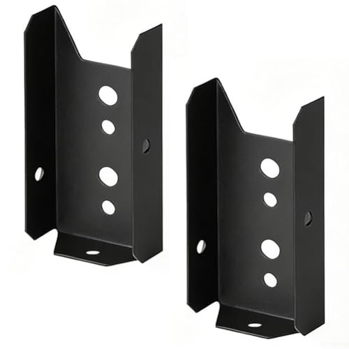 Schwarze Pfostenhalterungen, 5,1 x 10,2 cm, Stahl-Zaunenden, Stützen für Holzschienen, Deckgeländer (2 Stück) von Homefurnishmall