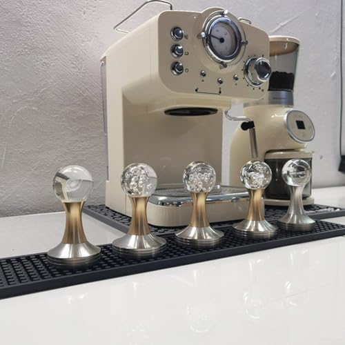 Selbstnivellierender Edelstahl-Kaffee-Tamper mit geriffeltem Boden für kontrollierte Wasserkanalisierung bei der Espressozubereitung (B Gold) von Homefurnishmall