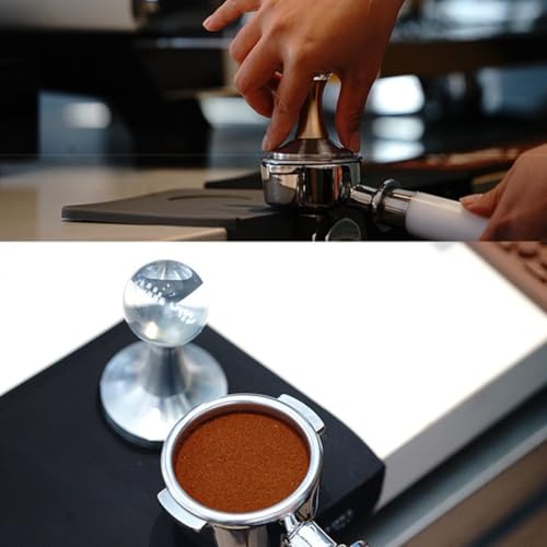 Selbstnivellierender Edelstahl-Kaffee-Tamper mit geriffelter Basis für kontrollierte Wasserkanalisierung bei der Espressozubereitung (C Silver) von Homefurnishmall