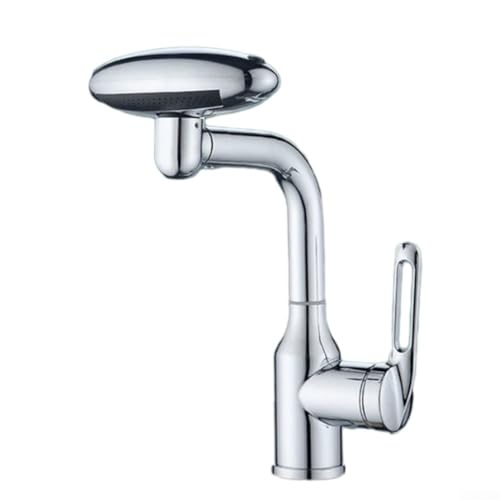 UFO Edelstahl-Wasserhahn, Warm- und Kaltwaschbecken, multifunktional, für 360° drehbar, verstellbar, UFO-Wasserhahn mit mehrschichtigem Filtersystem (Silber) von Homefurnishmall