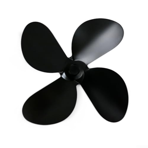 Wärmebetriebener Ofenventilator, 4 Flügel, Ersatz-Lüfterblatt, Aluminiumlegierung, hitzebeständig, Holzofenteil (schwarz) von Homefurnishmall