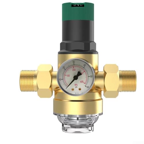 Wasserdruckminderer mit Manometer, Wasserfilter Messing Hausanschluss Wiederverwendbarer Druckminderer (3/4/DN20) von Homefurnishmall