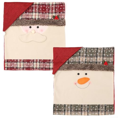 Weihnachtliche Esszimmerstuhlhussen, 2er-Set, Weihnachtsmann, Schneemann, Esszimmerstuhlbezug, Esszimmerakzent von Homefurnishmall