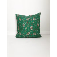 Grüner Blumen Kissenbezug, Designer, Boho Kissen von HomegirlCollection