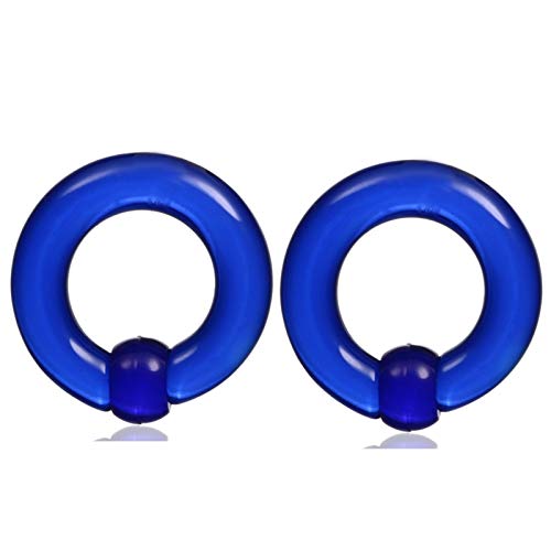 2 Teile/Los Acryl Große Größe Gefangener Perlenring Ohr Tunnel Stecker Expandermessgeräte Nase Septum Ring Plugs (Main Stone Color : 6mm, Metal Color : Dark Blue) von Homeilteds