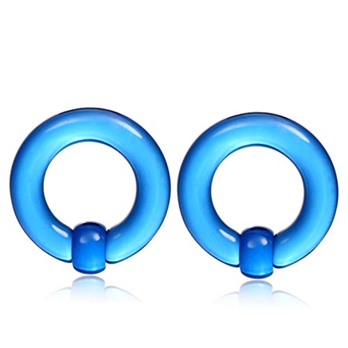 2 Teile/Los Acryl Große Größe Gefangener Perlenring Ohr Tunnel Stecker Expandermessgeräte Nase Septum Ring Plugs (Main Stone Color : 8mm, Metal Color : Light Blue) von Homeilteds