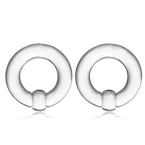 2 Teile/Los Acryl Große Größe Gefangener Perlenring Ohr Tunnel Stecker Expandermessgeräte Nase Septum Ring Plugs (Main Stone Color : 8mm, Metal Color : Transparent) von Homeilteds