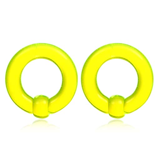 2 Teile/Los Acryl Große Größe Gefangener Perlenring Ohr Tunnel Stecker Expandermessgeräte Nase Septum Ring Plugs (Main Stone Color : 8mm, Metal Color : Yellow) von Homeilteds