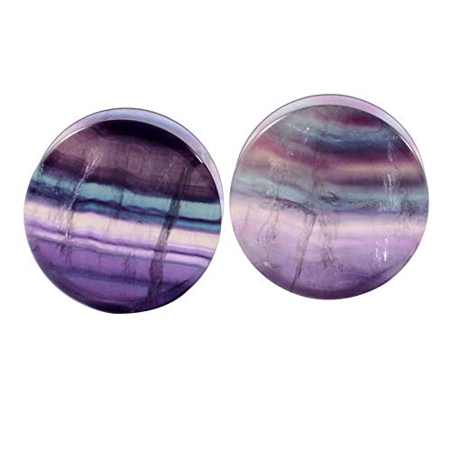 Homeilteds 1 Paar Fluorit Sattel Stein Ohrstege Expander Ohrgewichte Körper Piercing Schmuck Plugs (Metal Color : 8mm) von Homeilteds