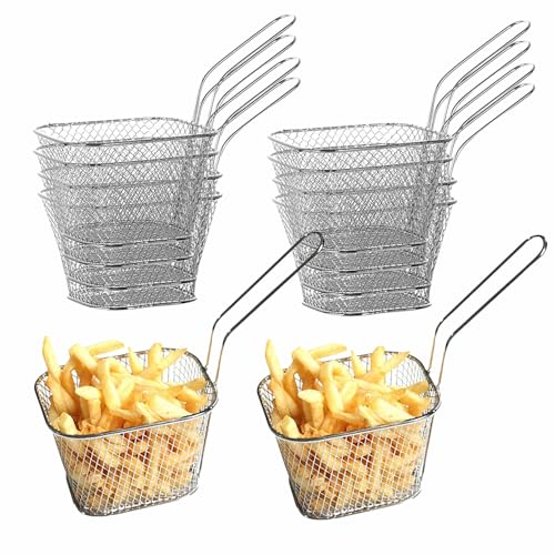 10 Stück Frittierkorb, Klein Edelstahl Frittierkörbchen mit langen Griff Mini Friteusenkorb Frites Korb für Küche Restaurant Party Grill, 10,5 x 8,5 x 6,5. von Homeily