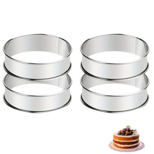 4 Stück Englische Muffin-Ringe, 10CM/4 Zoll Edelstahl Kuchenring Runde Crumpet Forme Backringe Tortenring für Muffins, Pfannkuchen, Omeletts, Tarte, Mousse. von Homeily