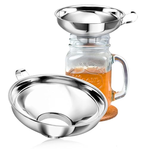 Edelstahltrichter, 2 Stück Trichter Edelstahl Marmeladen Trichter Einmachtrichter Einmachgläser Lebensmitteltrichter-Set für Flüssigkeiten, Bohnen, Marmelade, trockene Zutaten, etc. von Homeily