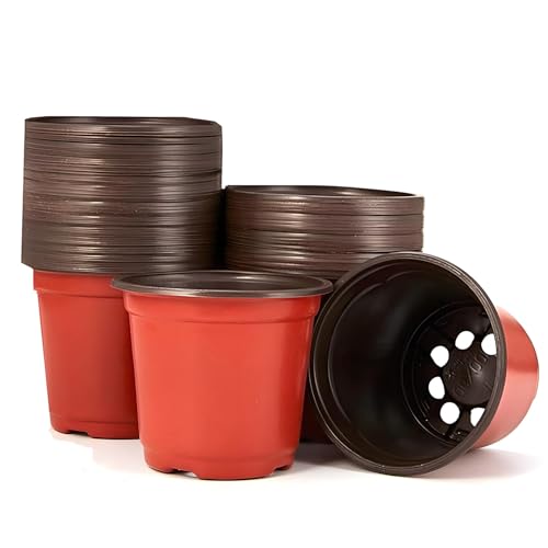 Homeily 50 Stück Anzuchttöpfe, 12CM/5 Zoll Pflanzentopf Kunststoff kleine Sämling Blume Pflanze Pflanze Container und Saatgut ab Töpfe für Indoor Outdoor. von Homeily