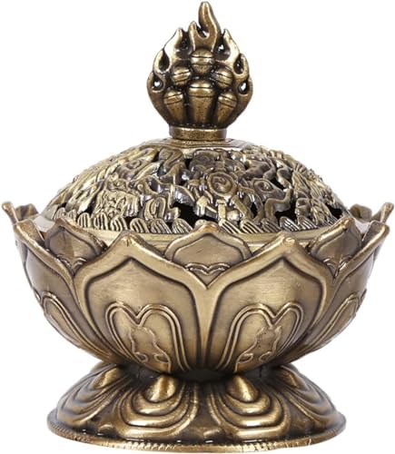 Lotus Räucherstäbchen Brenner, Mini Vintage-Rauch-Duftbrenner Lotus Kegel Räucherstäbchen Halter Tabletop Aromatherapie Ornament für Home Office. von Homeily