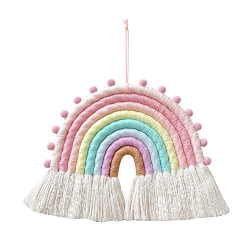 Regenbogen Wandbehang, Gewebt Regenbogen Makramee Wandteppich Wandbehang Home Decor für Schlafzimmer Wohnzimmer Babyzimmer Wohnung - 26x21CM. von Homeily