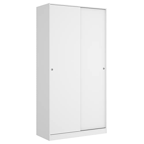 HOMEKIT Kleiderschrank mit 2 Schiebetüren, Glänzend Weiß, 100x204x50cm von HOMEKIT