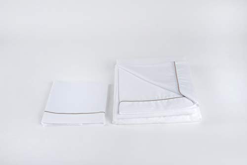 Homelab Kissenbezug, 50% Baumwolle 50% Polyester, Weiß/Taupe, 50 x 70 von Homelab