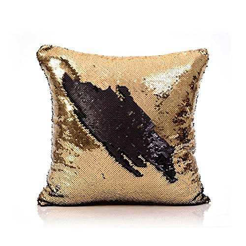 HomeLava 2er Set Pailletten Kissen Glitzer Pailletten Kissenbezug Startseite Schlafzimmer Sofakissen Kissenabdeckung,Schwarze + Golden von HomeLava