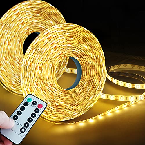 Homeleo 2-Pack Warme weiße LED Streifen Batteriebetrieben, wasserdichter Remote Fernbedienung Batterie led Strip für Außen Reiten bei Nacht Party Halloween Parade Kostüm Fenster Schlafzimmer Dekor von Homeleo