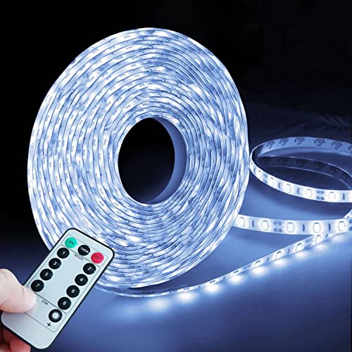 Homeleo 5 m 150 LED Batterie LED Streifen Lichter Wasserdicht Weiß LED Lichtband für Sturm Notfall Halloween Parade Geburtstag Party Kostüm Garage Schlafzimmer Schrank Küche Fenster Dekor von Homeleo