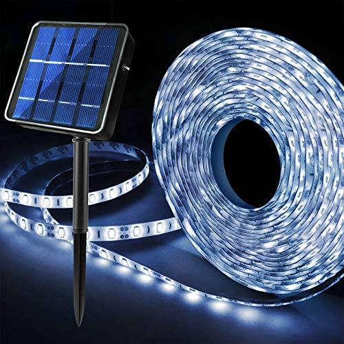 Homeleo Verbesserte 6M180-LED Solar LED Streifen f¨¹r au?en, Wasserdicht Led strip Lichter, 8 Modi Automatisch EIN/AUS Solarleuchten garten f¨¹r Balkon Deko aussen Weihnachten Dekoration(kaltes Wei?) von Homeleo