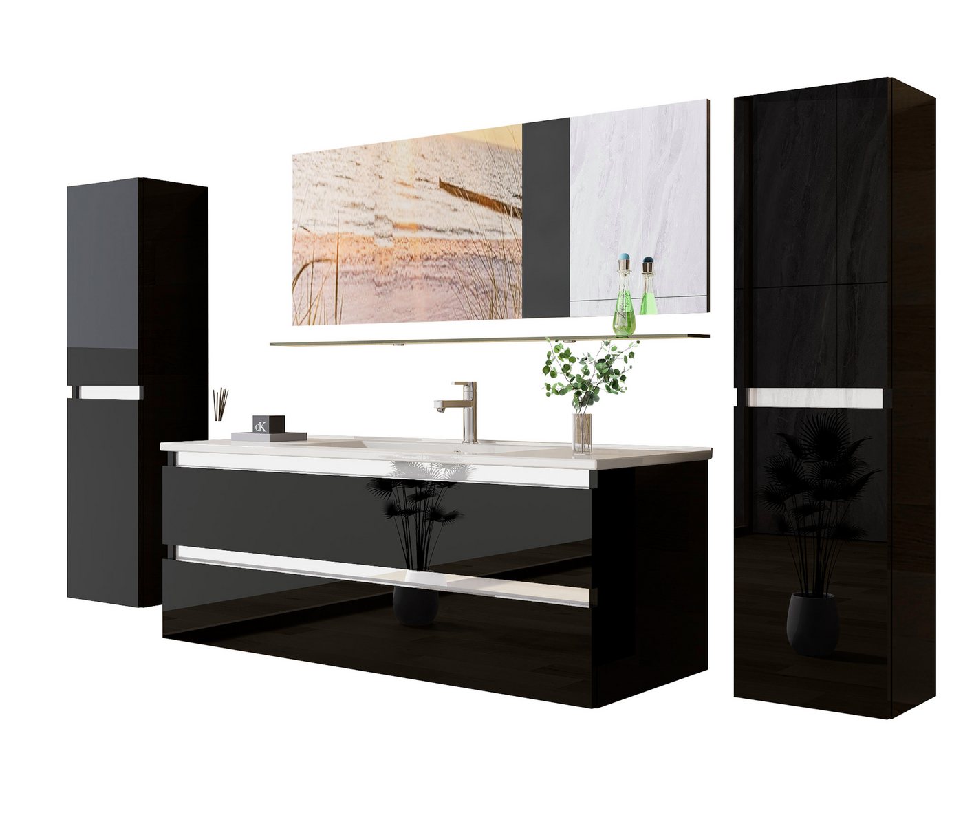 Homeline Badmöbel-Set 120 cm Badmöbel set Hochglanz Schwarz badmöbel set hängend 120 cm Homeline Badmöbel-Set 120 cm Badmöbel set Hochglanz Schwarz badmöbel set hängend 120 cm von Homeline