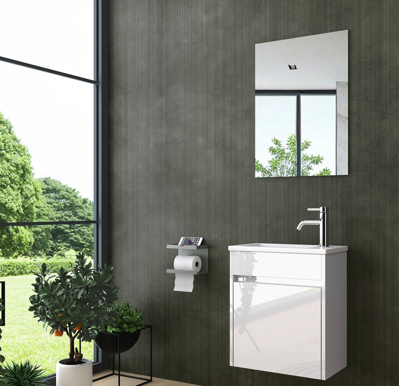 Homeline Badmöbel-Set Zamora Badmöbel-Set Badmöbel set Weiß Hochglanz Badezimmer Möbel, (Badmöbel Set, 3-St., Badezimmer Möbel) von Homeline