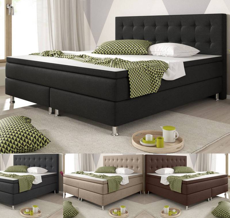 Homeline Boxspringbett 180x200 Boxspringbett mit Matratze 180 × 200 cm mit Toper wählbar (Boxspringbett Set, 5-St., Komplettes Box Springbett), Mit Toper von Homeline