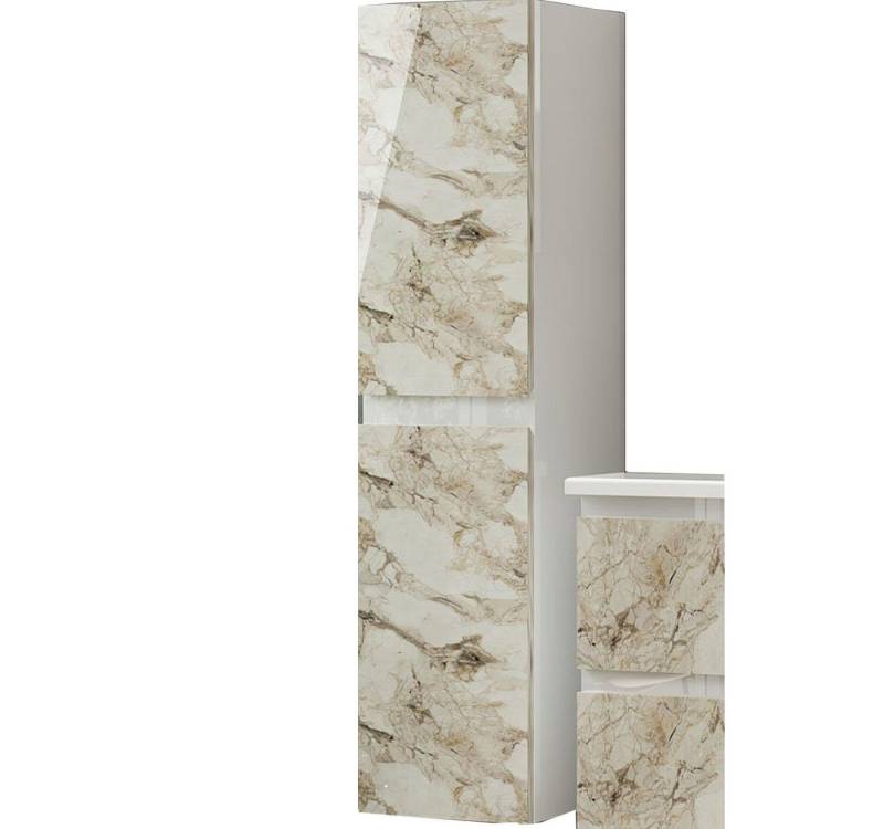 Homeline Hängeschrank Hängeschrank hochschrank Weiß / Beige Badezimmerschrank Wandschrank (Bad Möbel, Badezimmer, Hängeschrank) Marmoroptik von Homeline