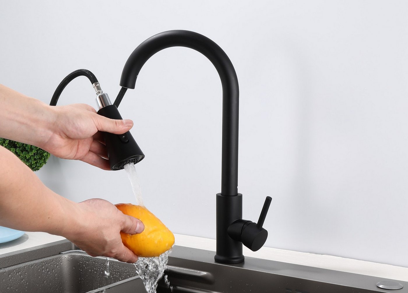 Homeline Küchenarmatur Küchenarmatur 360° Wasserhahn Küche Mischbatterie Spültisch Schwarz (Küchenarmatur) von Homeline
