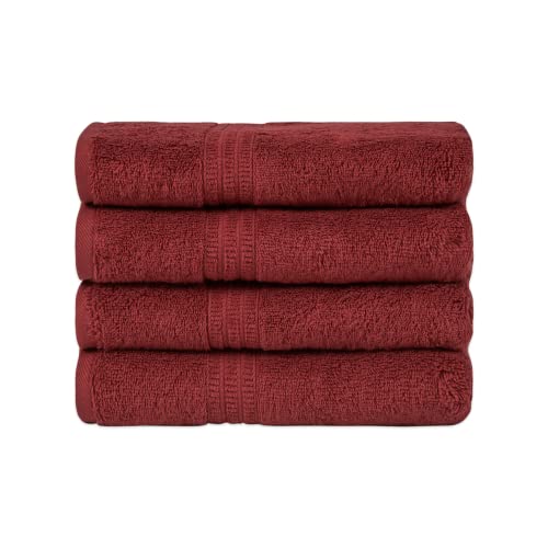 HOMELOVER Bio-Baumwollhandtücher - Handtuch-Set von 4, Extra weiche 100% türkische Baumwolle Friseur und Handtücher für Bad, Luxus Hand Gesicht Handtücher für Küche, Berry Red von HOMELOVER