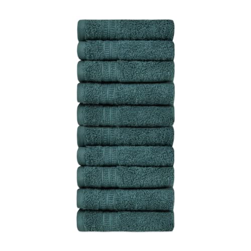 Homelover 100% Bio-Baumwolle Handtuch Set, Gästetücher, Hohe Qualität, Weich & Sehr Saugfähig, Schnell Trocknendes, Oeko-TEX Made in Green & GOTS Zertifiziert (10 Gästetücher 30x30, Forest Green) von Homelover