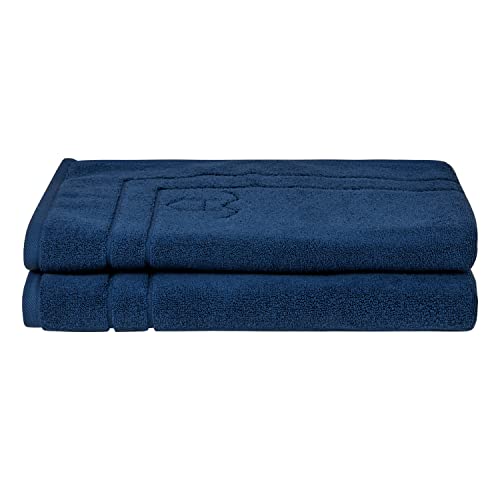 Homelover Organic Cotton, Bath Mat, Washable Shower Mat, Soft & Absorbent Bath Mat, Oeko-Tex Made in Green & GOTS Certified (2 Bathroom Rugs 50x70, Deep Sea Blue) von Homelover