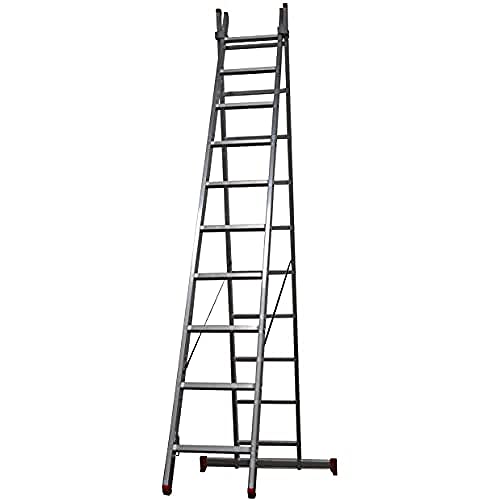 Homelux 825028 Doppelleiter, Aluminium, 5 + 5 m, 2 x 16 Stufen, 26,2 kg von Homelux