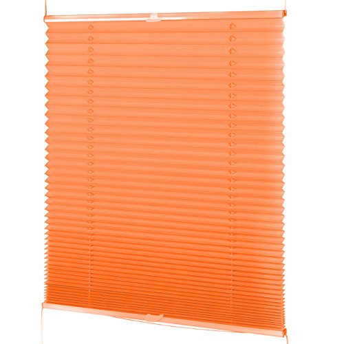 Plissee Rollo Sonnen- und Sichtschutz Klemmfix, ohne Bohren Breite 110 cm Höhe 130 cm in Orange von Homelux