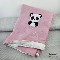 Personalisierte Babydecke, Decke Mit Name, Babydecke Musselin, Geschenk Zur Geburt Taufe, Kinderwagen, Musselin Baby von HomemadebyBritta