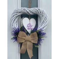 Türkranz/Lavendel/An Der Tür Kranz/Schild/Halbkranz/ Kränze Für Haustür/ Ganzjahres Kranz/ Herz Weidenkranz 30 cm/Fliederkranz von HomemadewreathsByJB