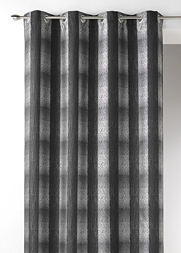 HomeMaison 09349-8-AL Gardine, mit Ösen, Jacquard-Kreise, Grau/Silber, 140 x 260 cm von HomeMaison