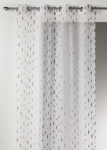 Home Maison 09352-8-AL Vorhang, Etamin, leicht (Jacquard), Kurzfäden/Taupe, mit Ösen cm, 140 x 260 cm, silberfarben von Homemaison