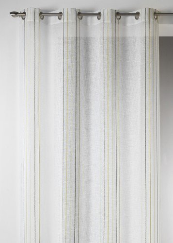 HomeMaison 09357 – 8-AL Vorhang Etamin vertikale Streifen mit runden Ösen 140 x 260 cm, Bambou/Argent, 140 x 260 von HomeMaison