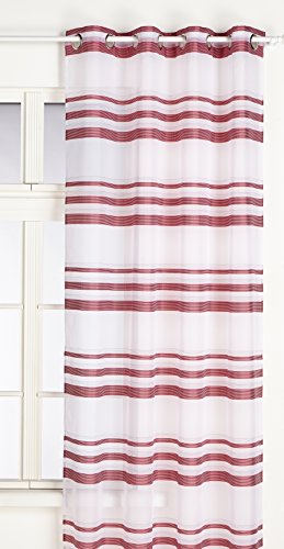 Home Maison 09372 – 8-al Vorhang Etamine horizontalen Streifen mit Runde Ösen 140 x 240 cm, Bois de Rose/Argent, 140 x 240 von Homemaison