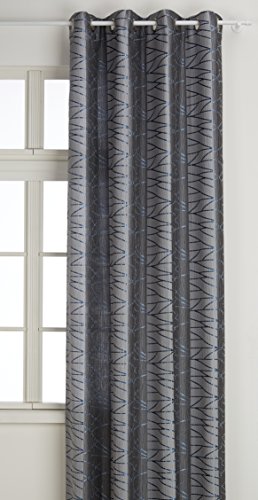 Home Maison 09373-8-AL Jacquardstore, Gardine, Vorhang mit Ösen, gestreift, blau/Silber, 135 x 260 cm von Homemaison