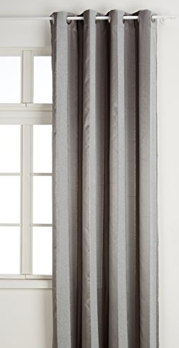 Home Maison 09375-8-AL Chenille, vertikal gestreift, Jacquard-Gardine mit Ösen, Grau/Silber, 135 x 260 cm von Homemaison
