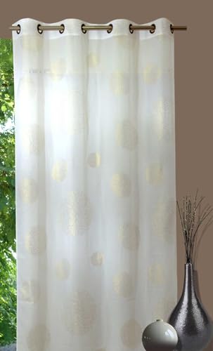 HomeMaison 806735 Fantaisie Vorhang, Etamin, Bedruckt, Polyester, 140 x 240 cm, goldfarben von HomeMaison