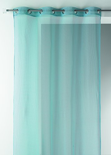 HomeMaison Einfarbiger Netz-Voile-Vorhang, Polyester, Aqua, 140 cm cm von HomeMaison