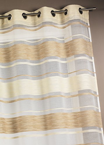 HomeMaison Jacquard-Voile, Querstreifen, Polyester, beige, 140 × 240 cm von HomeMaison